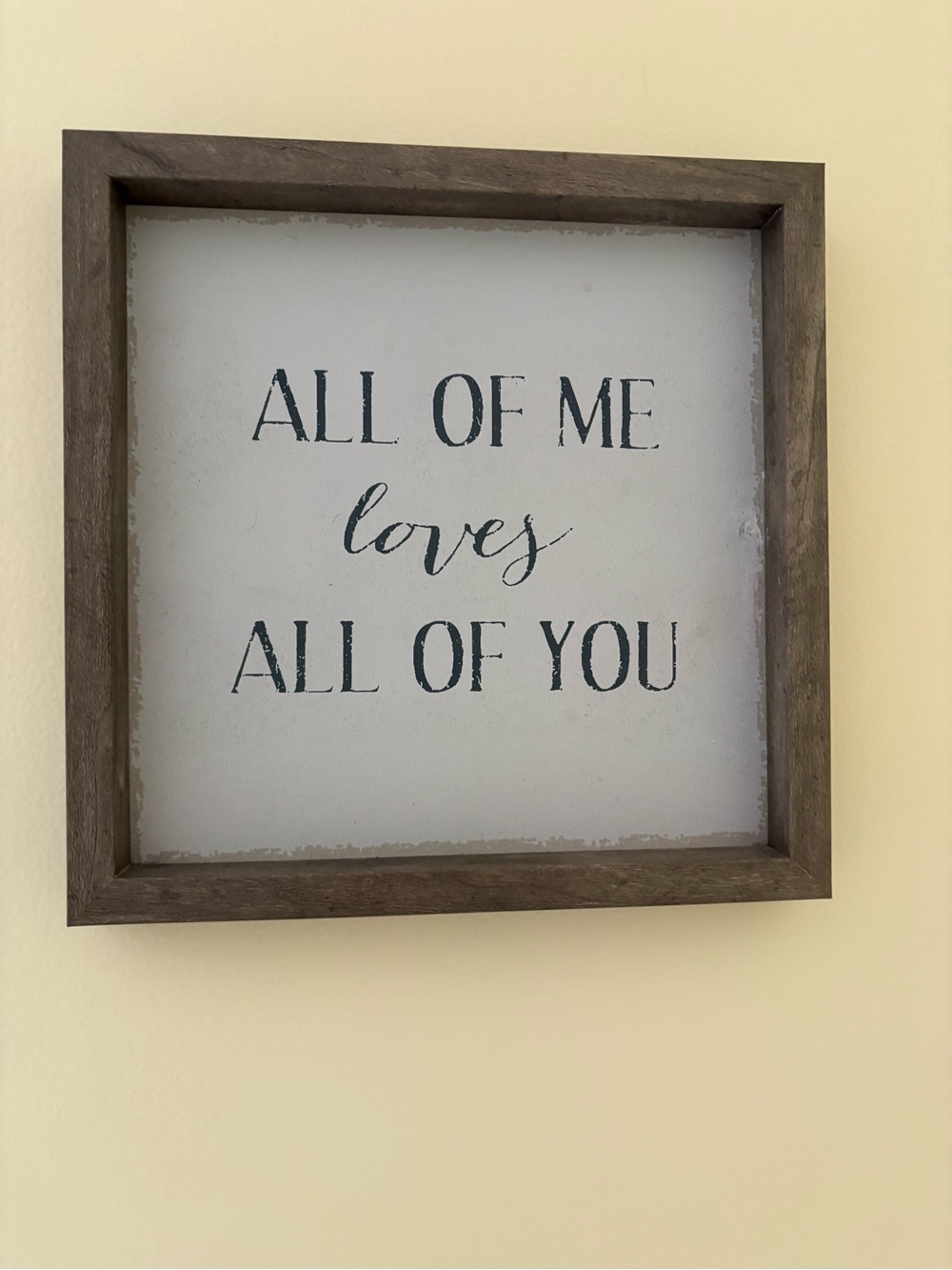 Rustic 'All of Me Loves All of You' Framed Wall Sign - Brown/White